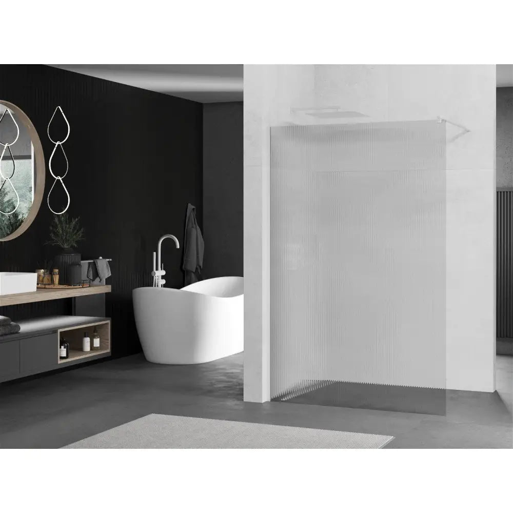 Dusjvegg 130x200 Cm Striper 8 Mm Hvit