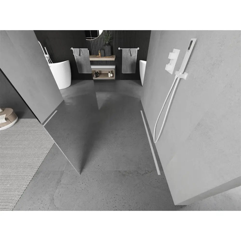 Dusjvegg 110x200 Cm Speil 8 Mm Hvit S1