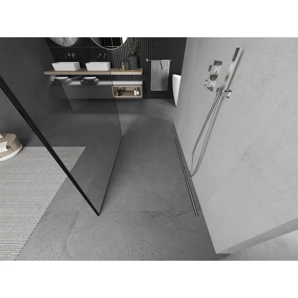 Dusjvegg 160x200 Cm Sort Mønster 8 Mm Krom