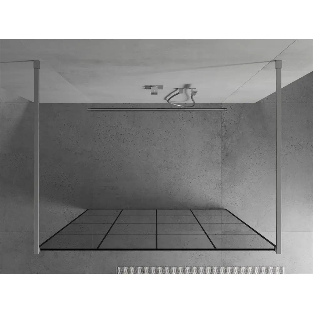 Dusjvegg 160x200 Cm Svart Mønster 8 Mm Krom