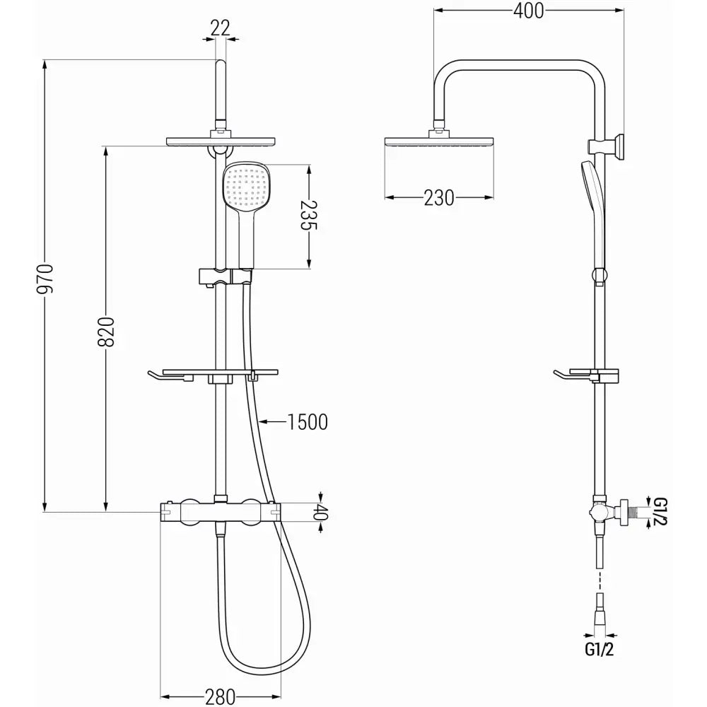 Mexen Kt33 Dusjsett Med Overflate Montering Regndusj Og Termostatbatteri Krom - 771503393 - 2