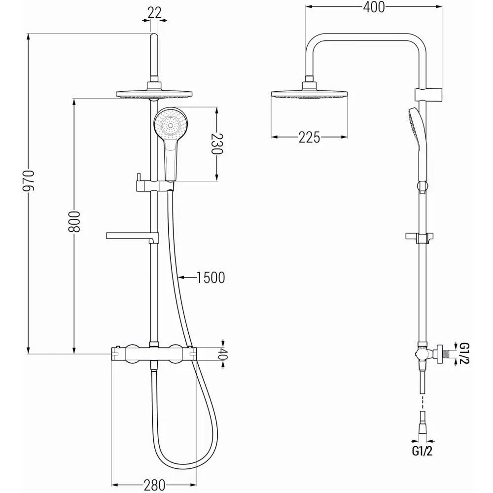 Mexen Kx05 Dusjsett Med Termostatbatteri Og Regndusj Hvit - 771500591 - 2