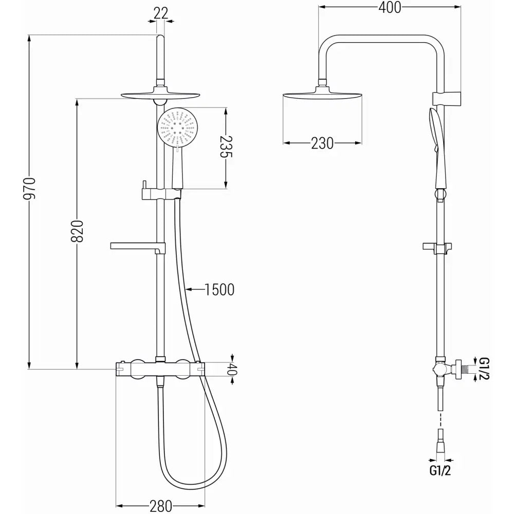 Mexen Kx67 Dusjsett Med Takdusj Og Termostatbatteri Krom/hvit - 771506791 - 2