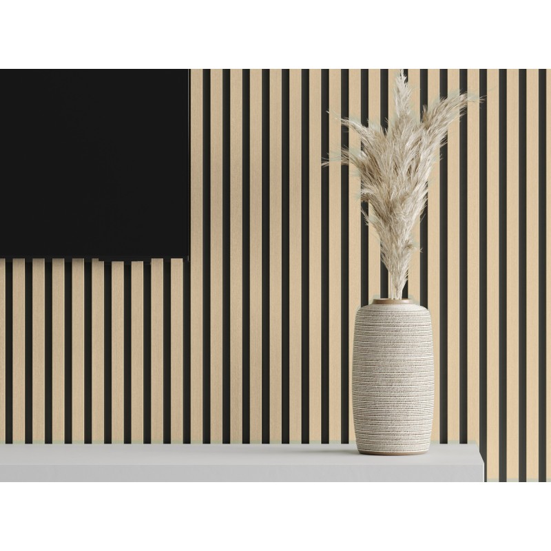 Veggplater kjøkken 275 x 30 cm eik sand/svart Akustisk Mexen Lam – S100-275307-3015-001