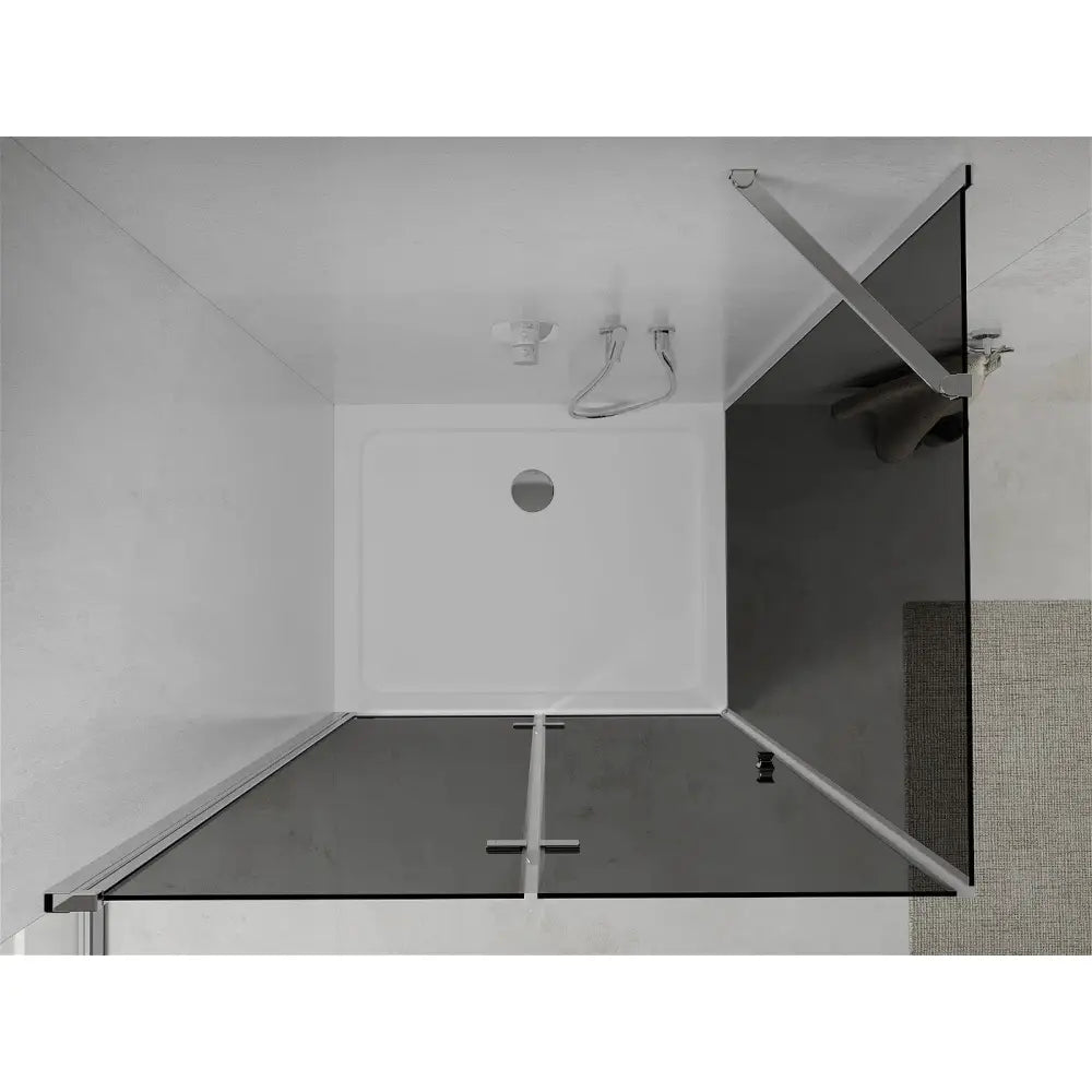 Mexen Lima Dusjkabinett Sammenleggbar 90x70 Cm Grafitt Krom + Dusjbunn Flat Hvit - 856-090-070-01-40- - 8