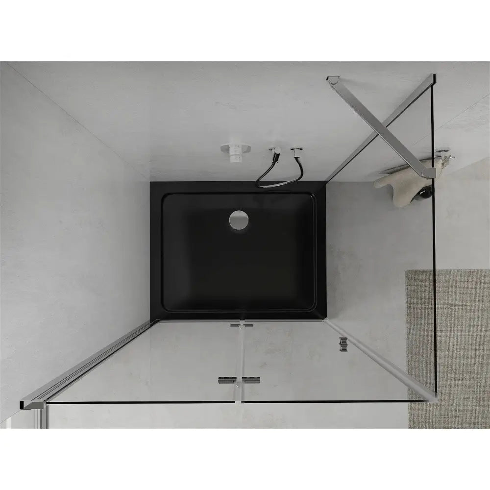 Mexen Lima Sammenleggbar Dusjkabinett 100x80 Cm Gjennomsiktig Krom + Dusjkar Flat Svart - 856-100-080-01-00- - 8