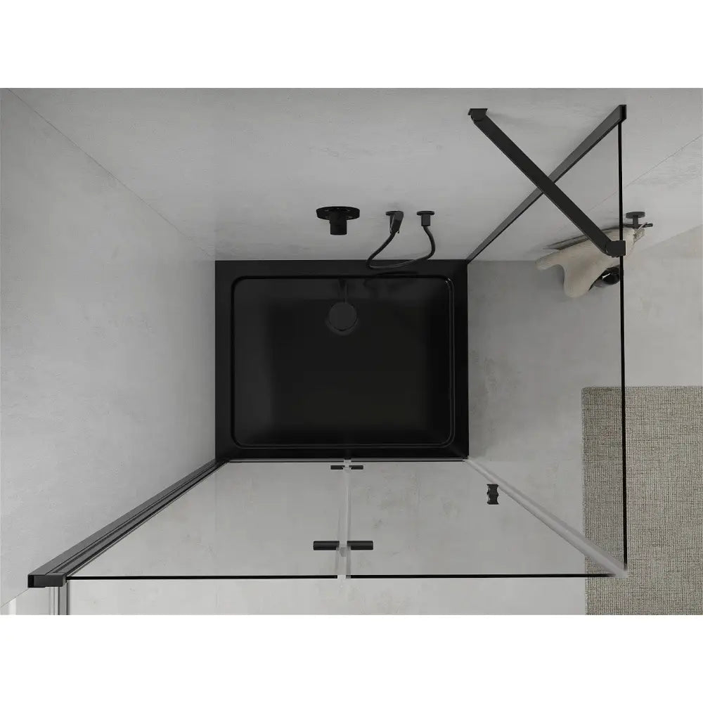 Mexen Lima Sammenleggbar Dusjkabinett 100x80 Cm Gjennomsiktig Svart + Dusjbunn Flat Svart - 856-100-080-70-00-4070b - 8