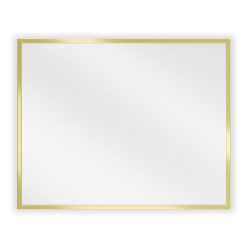 Baderomsspeil 50 x 40 cm rektangulært speil med slank gullramme sett rett forfra.