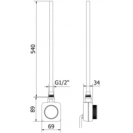 Håndkletørker Mars 1200 x 600 mm, 600 W, Sort, Premium