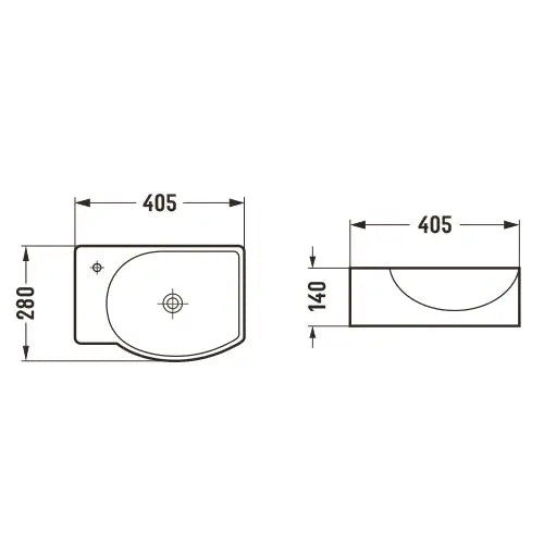 Mexen Mista Overflatevask Høyre 40x28 Cm Matt Svart - 22174085r - 2