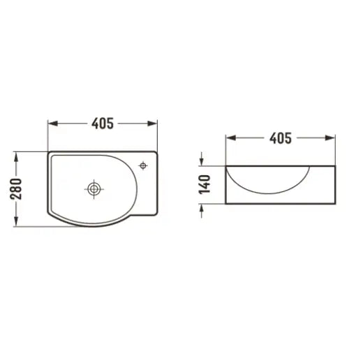 Mexen Mista Servant For Benkeplate Venstre 40x28 Cm Hvit - 22174000l - 2