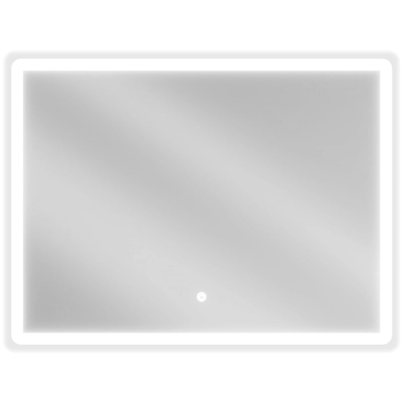 Speil med lys rektangulært LED-speil 80 x 60 cm, sett forfra med berøringsknapp nederst.