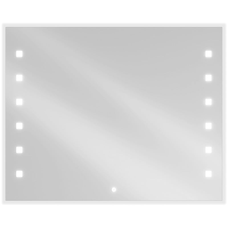 Speil med lys rektangulært LED-speil 100 x 80 cm med lys langs sidene og blank overflate.