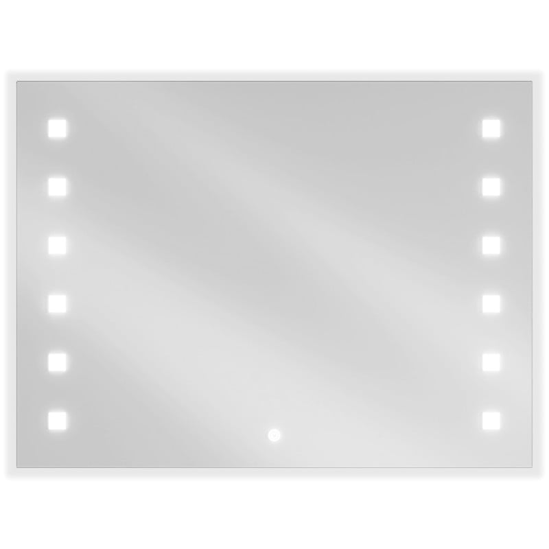 Speil med lys Mexen Ner 80 x 60 cm rektangulært LED-speil sett forfra med lys langs sidene.