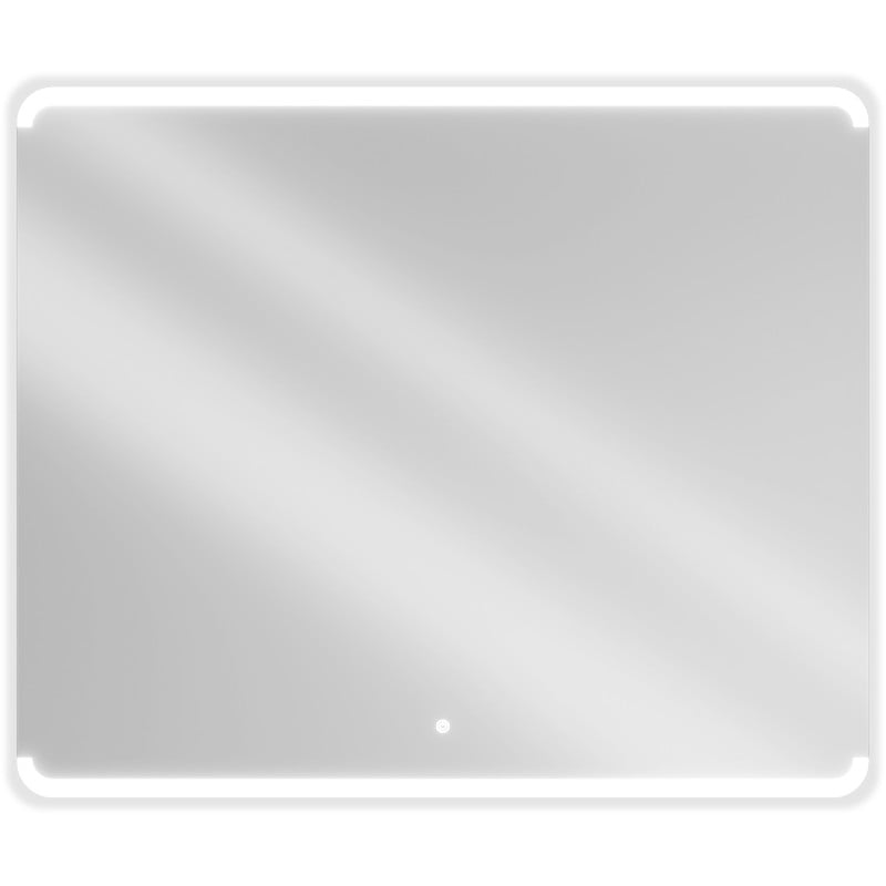 Speil med lys Mexen Nida 120 x 100 cm, rektangulært med LED-ramme og rund sensor nederst.