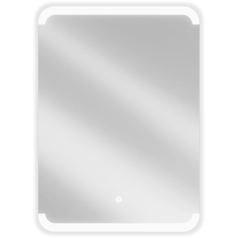 Speil med lys Mexen Nida 50 x 70 cm rektangulært LED-speil med avrundede hjørner, sett forfra.