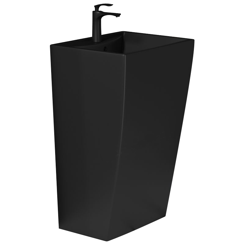 Mexen Oda frittstående servant i matt svart keramikk sett forfra