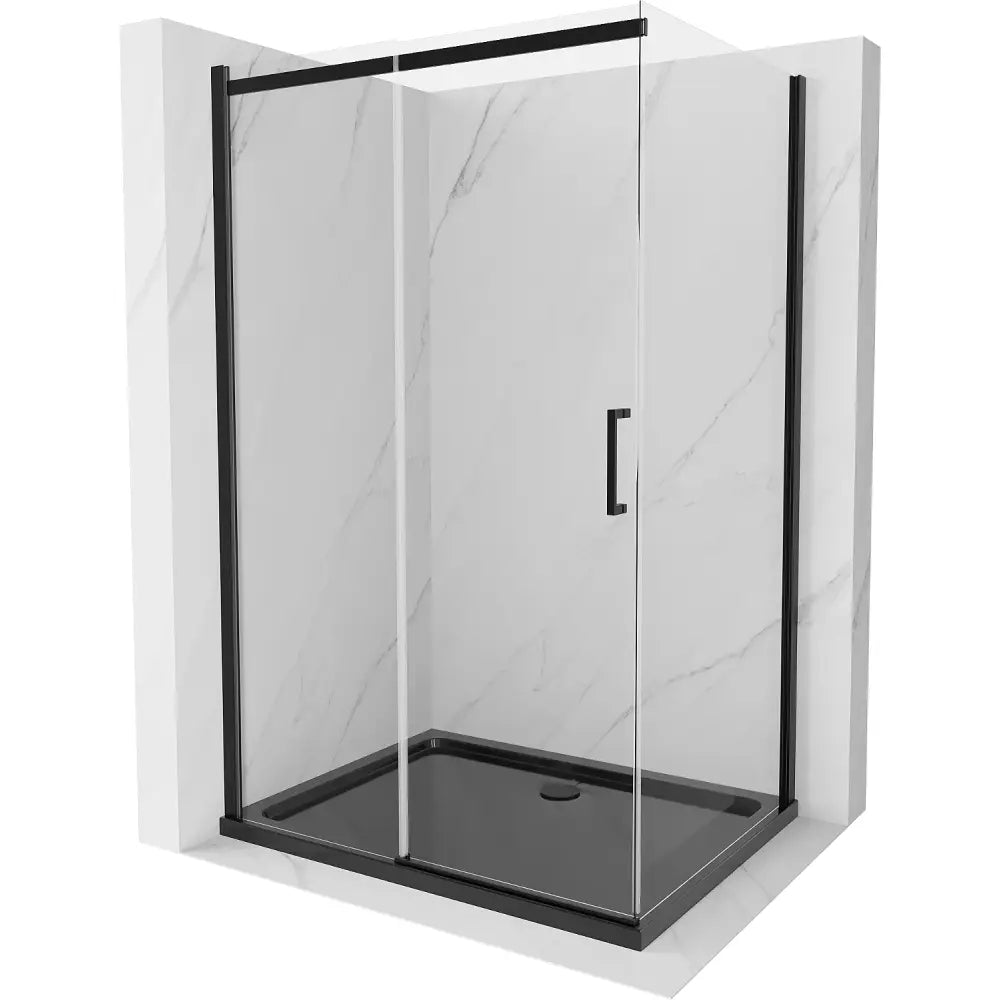 Mexen Omega Dusjkabinett Med Skyvedører 120x80 Cm Transparent Svart + Dusjbunn Flat Svart - 825-120-080-70-00-4070b - 1