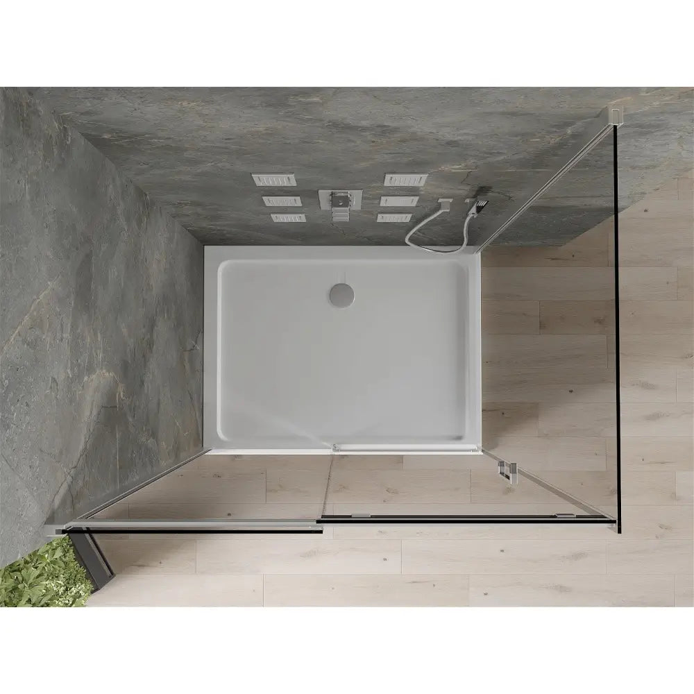 Mexen Omega Dusjkabinett Med Skyvedører 130x90 Cm Grafitt Krom + Dusjbunn Flat Hvit - 825-130-090-01-40- - 6