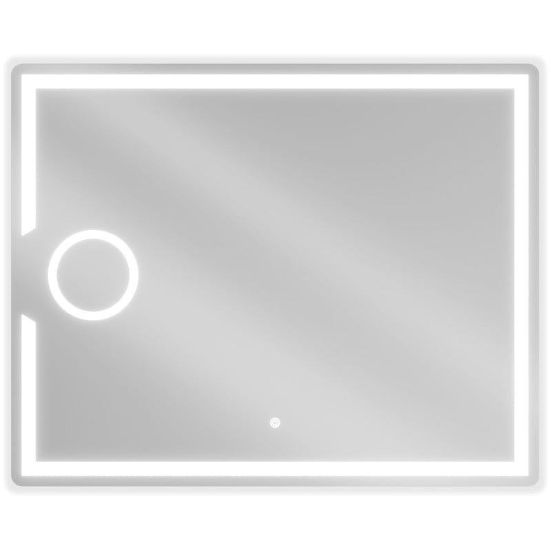 Speil med lys rektangulært LED-speil Mexen Onyx 100 x 80 cm med forstørrelsesfelt, sett forfra.