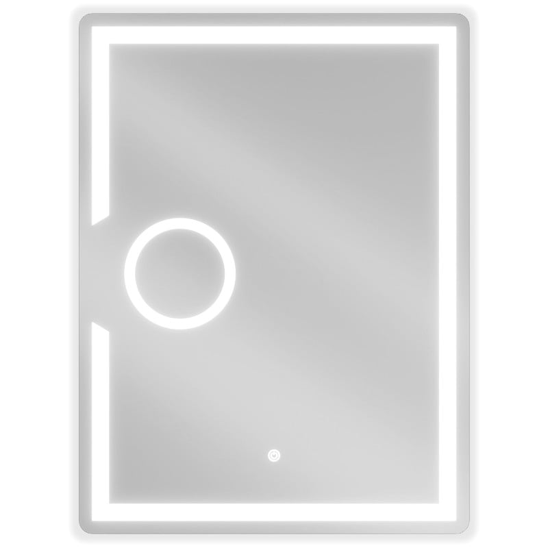 Speil med lys Mexen Onyx 60 x 80 cm med LED-belysning og integrert sminkespeil sett forfra.