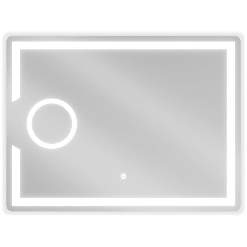 Speil med lys Mexen Onyx 80 x 60 cm med LED langs kanten og sminkespeil til venstre.