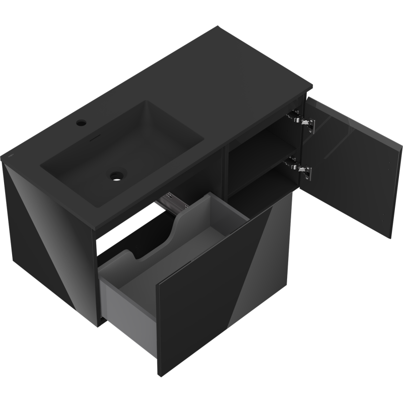 Servantskap med vask 100 cm svart Mexen Orio Otis venstre – 91A13-10047-3-BBFF70-W18L71