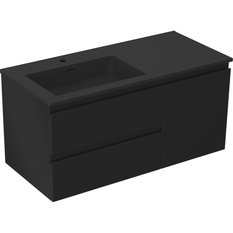 Servantskap med vask 100 cm svart matt, venstre kum Mexen Orio – 91A13-10047-3-BBFFF71-W18L71