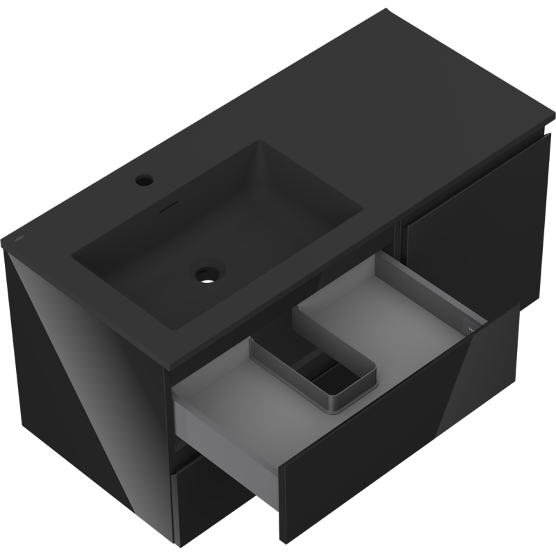 Servantskap med vask 100 cm svart høyglans/matt Mexen Orio – 91A13-10047-3-BBFFF70-W18L71