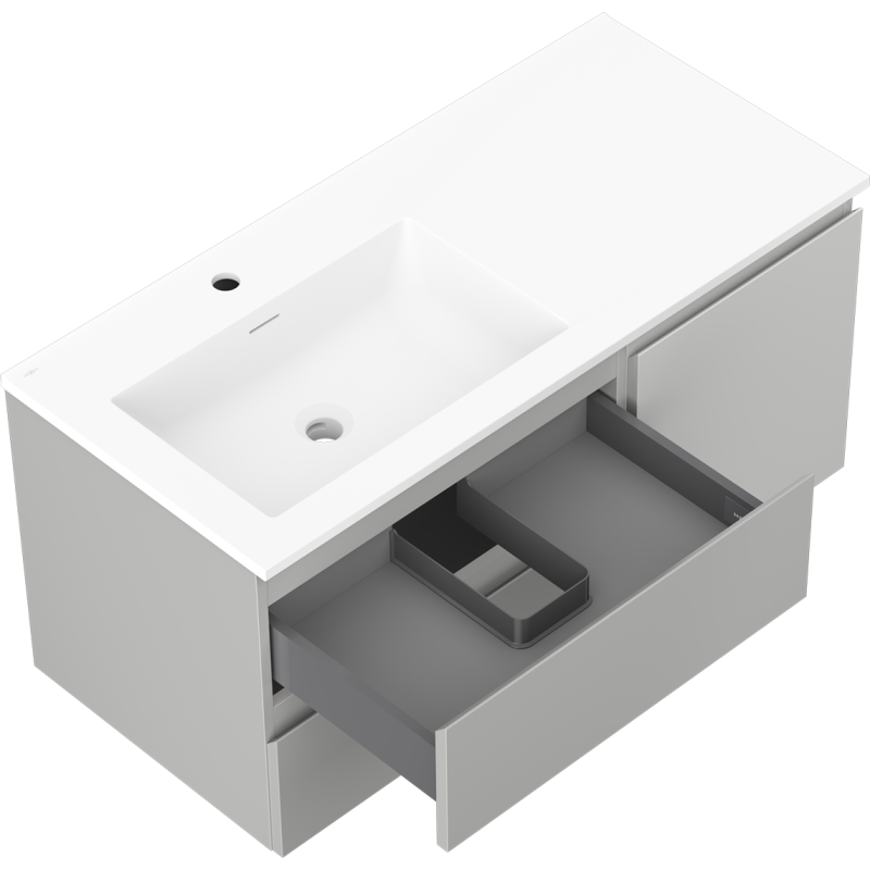 Servantskap med vask 100 cm grå/hvit Mexen Orio Otis venstre – 91A13-10047-3-BBFFF62-W18L01