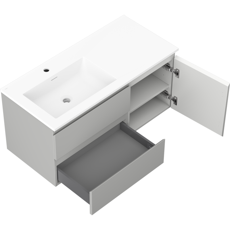 Servantskap med vask 100 cm grå/hvit Mexen Orio Otis venstre – 91A13-10047-3-BBFFF62-W18L01