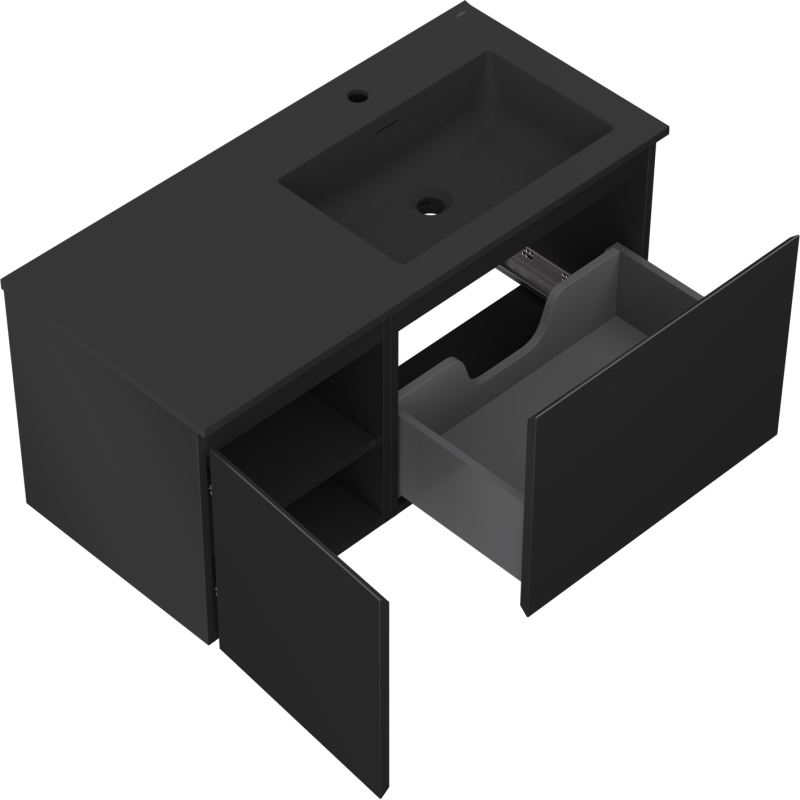 Servantskap med vask 100 cm svart matt høyre Mexen Orio Otis – 91A13-10047-3-BBFF71-W18P71