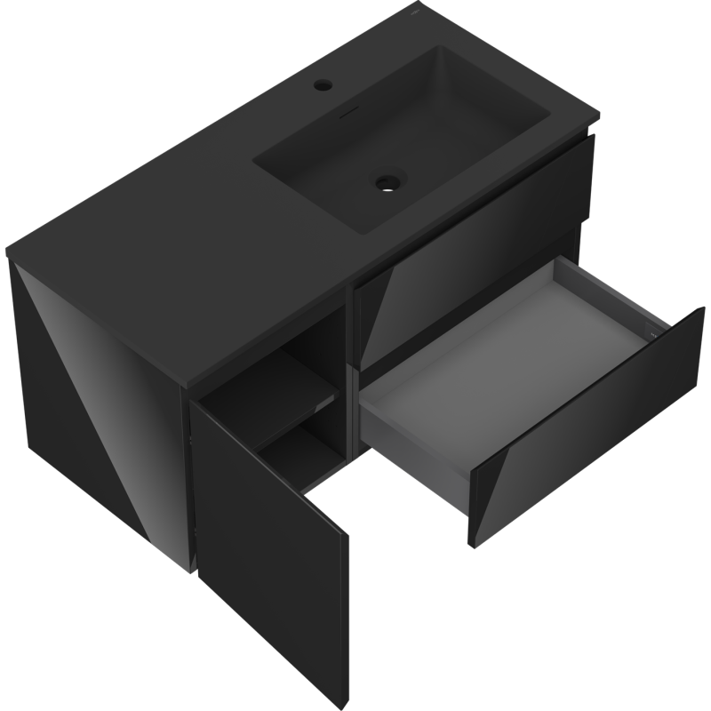 Servantskap med vask 100 cm Mexen Orio Otis svart høyglans/matt høyre – 91A13-10047-3-BBFFF70-W18P71