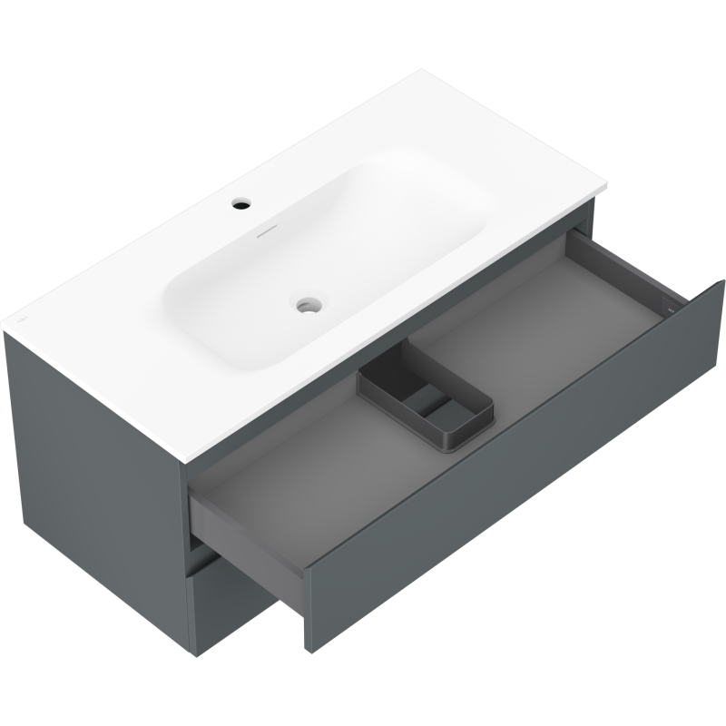 Servantskap med vask 100 cm, grafitt/hvit matt, Mexen Orio – 91A10-10047-2-BFF66-W23M01