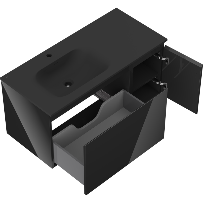 Servantskap med vask 100 cm svart høyglans/matt Mexen Orio – 91A13-10047-3-BBFF70-W23L71