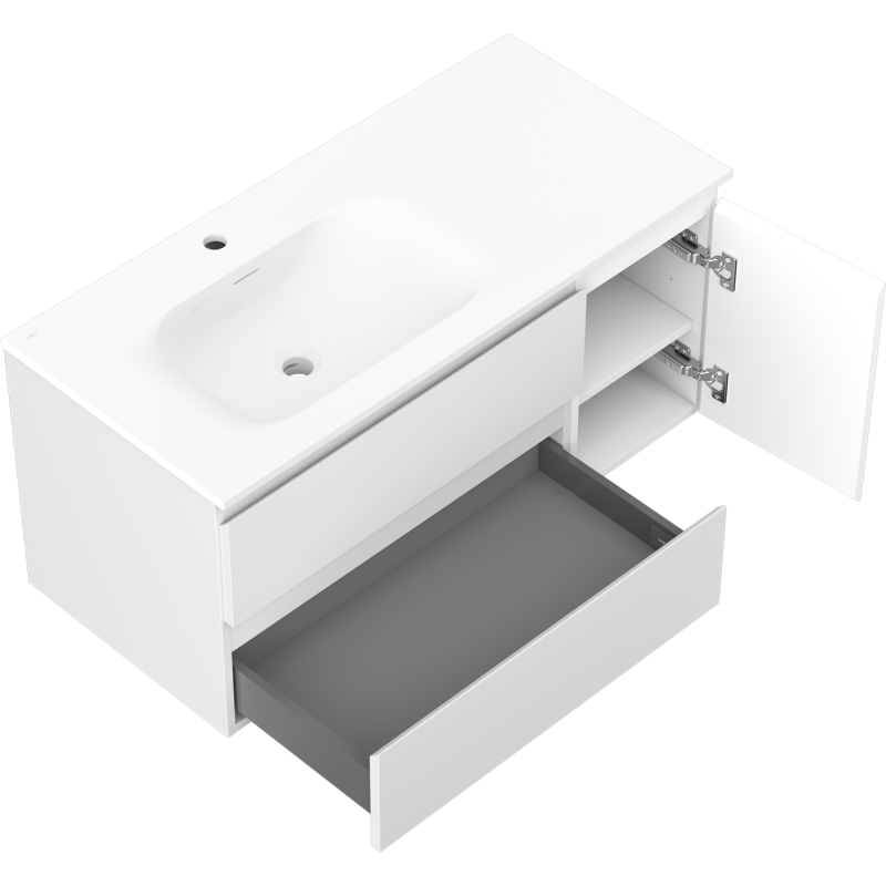 Servantskap med vask 100 cm hvit matt Mexen Orio Vela venstre – 91A13-10047-3-BBFFFF01-W23L01