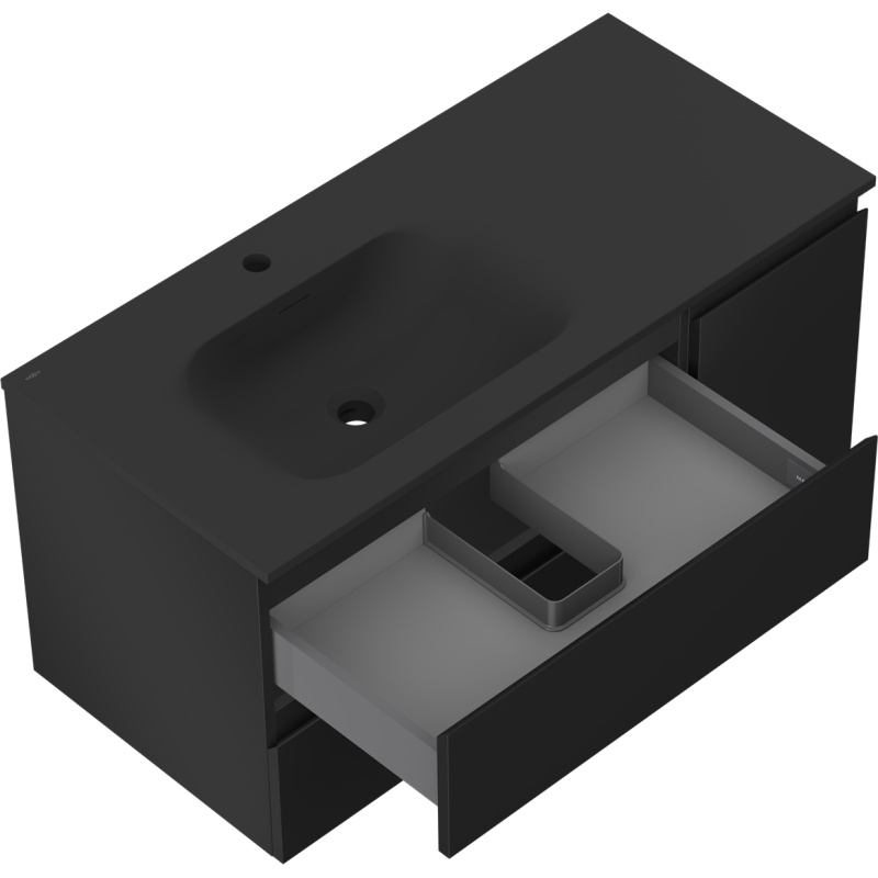 Servantskap med vask 100 cm svart matt Mexen Orio Vela venstre – 91A13-10047-3-BBFFF71-W23L71