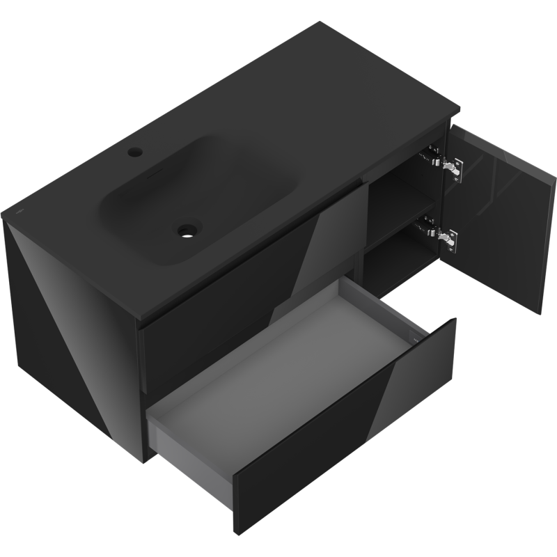 Servantskap med vask 100 cm svart høyglans/matt Mexen Orio – 91A13-10047-3-BBFFF70-W23L71