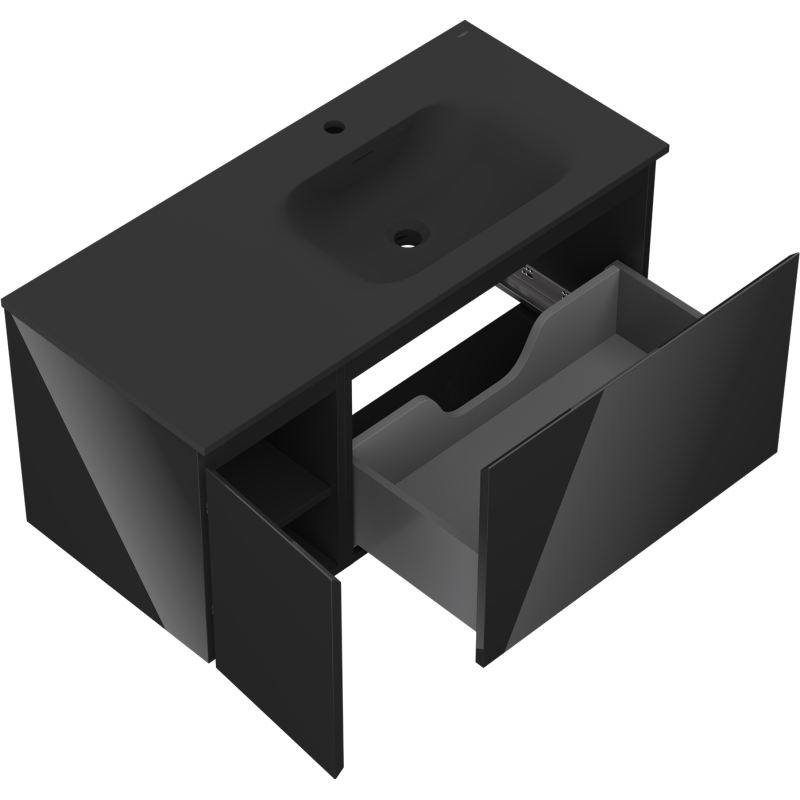 Servantskap med vask 100 cm svart høyglans/matt Mexen Orio – 91A13-10047-3-BBFF70-W23P71