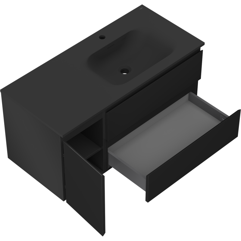 Servantskap med vask 100 cm svart matt Mexen Orio Vela høyre – 91A13-10047-3-BBFFF71-W23P71