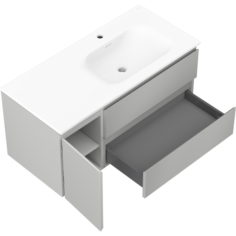 Servantskap med vask 100 cm grå matt/hvit matt Mexen Orio høyre – 91A13-10047-3-BBFFF62-W23P01
