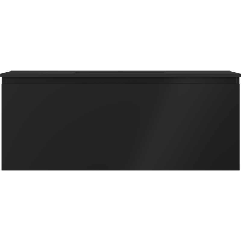 Servant med skap 120 cm svart matt, rektangulær front med glatt overflate.