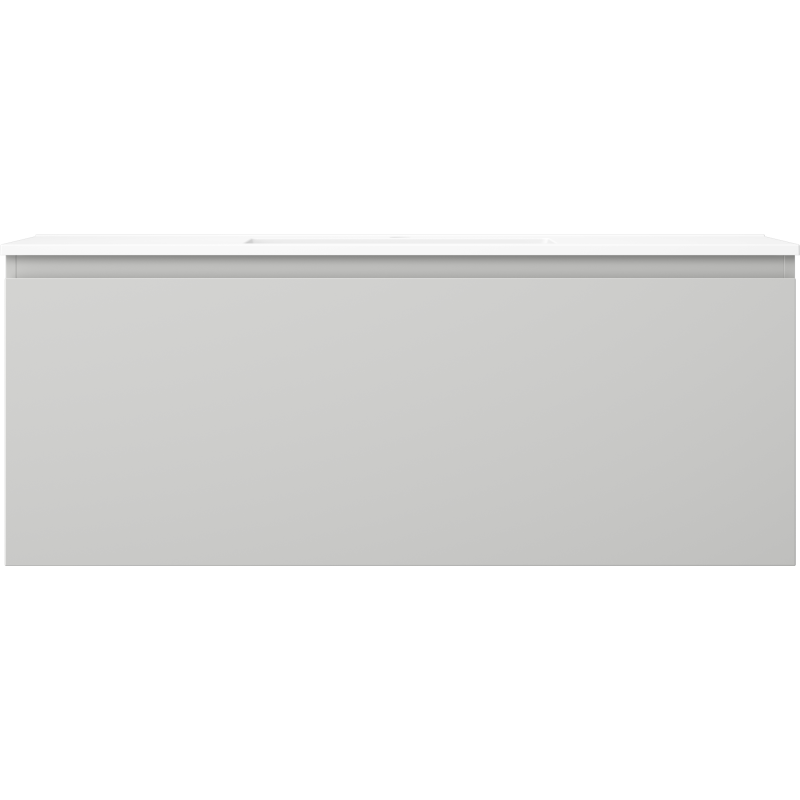 Servant med skap 120 cm Mexen Orio Otis i lys grå med hvit topp, sett forfra uten håndtak.