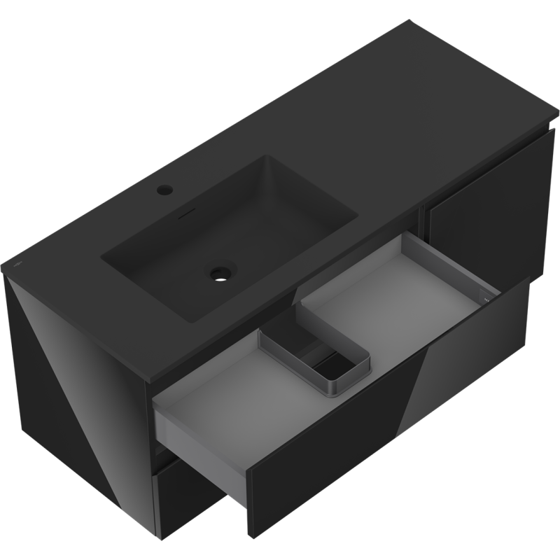 Servantskap med vask 120 cm svart høyglans/matt Mexen Orio – 91A13-12047-3-BBFFF70-W18L71