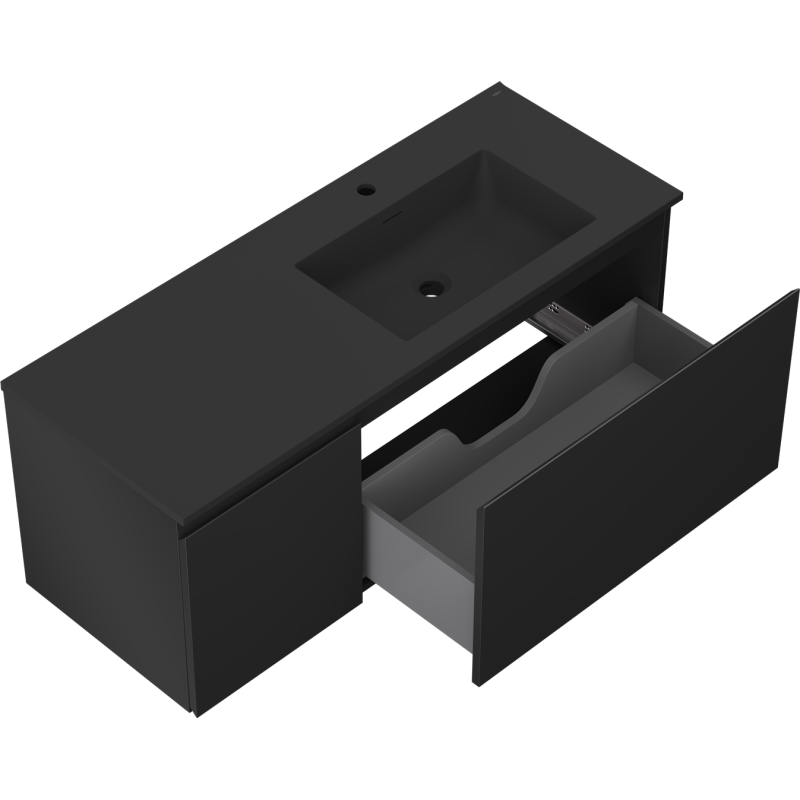 Servantskap med vask 120 cm svart matt Mexen Orio Otis høyre – 91A13-12047-3-BBFF71-W18P71