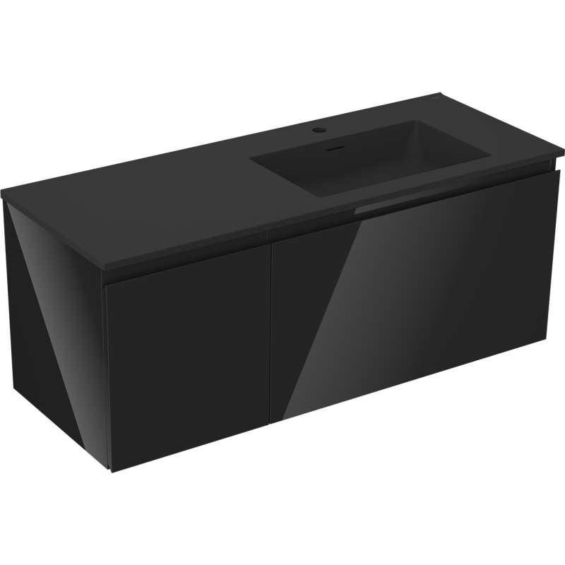 Servantskap med vask 120 cm svart høyglans/matt Mexen Orio – 91A13-12047-3-BBFF70-W18P71