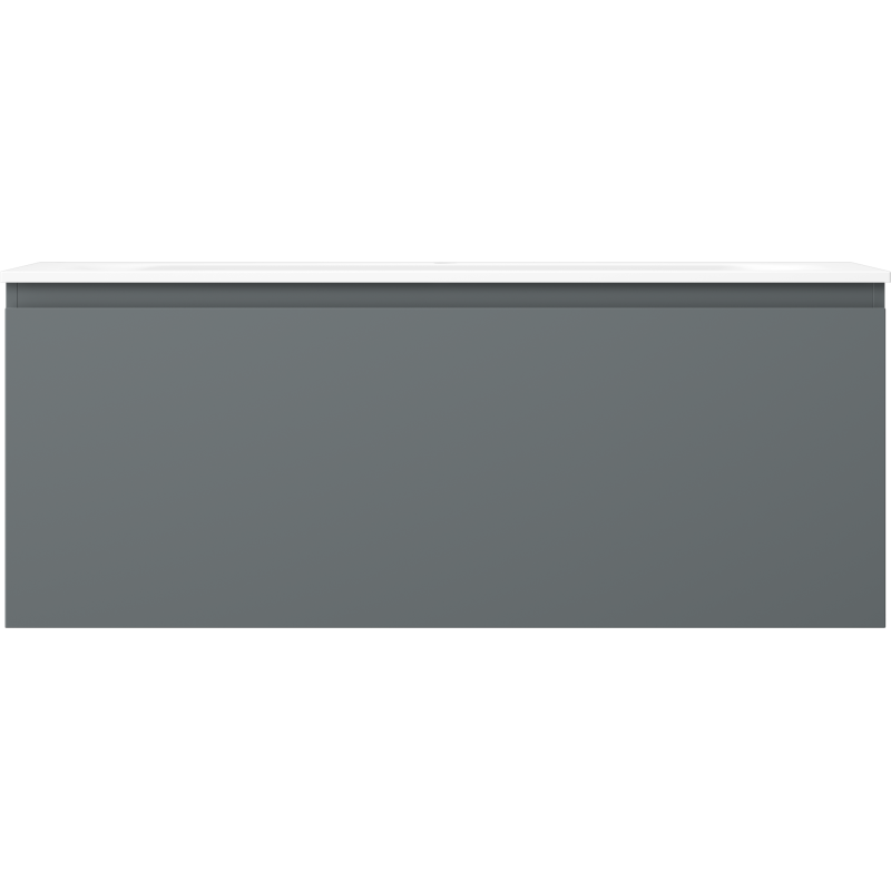 Servant med skap 120 cm Mexen Orio i grafitt matt med hvit topp, sett rett forfra.