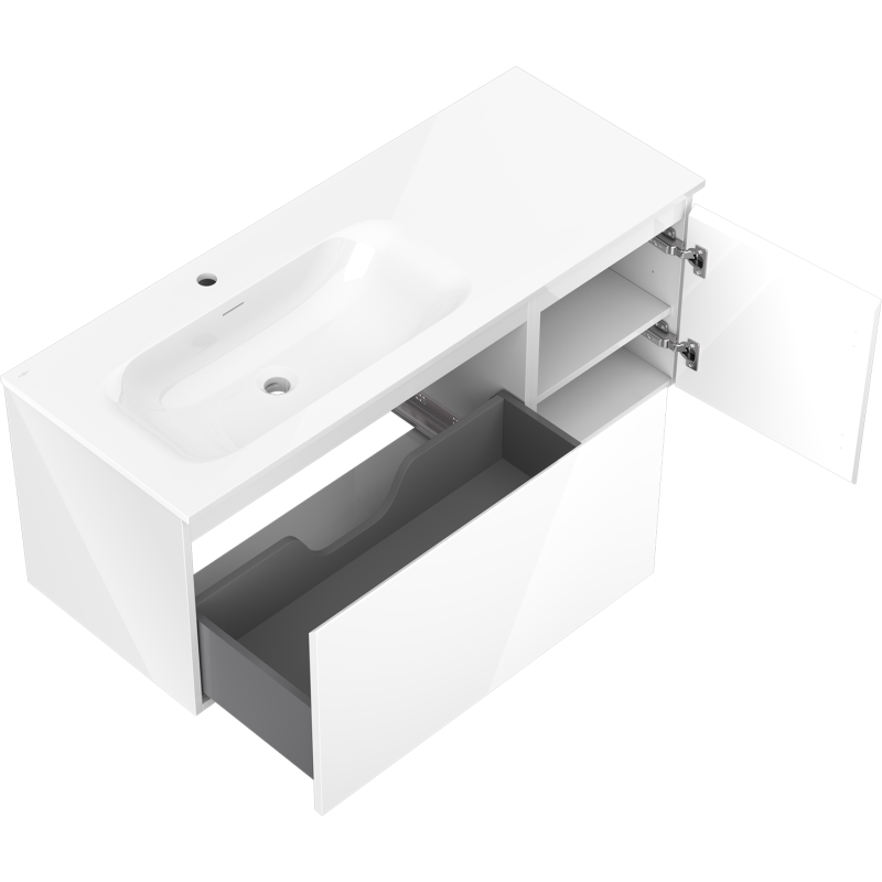 Servantskap med vask 120 cm Mexen Orio Vela hvit høyglans venstre – 91A13-12047-3-BBFF00-W23L00