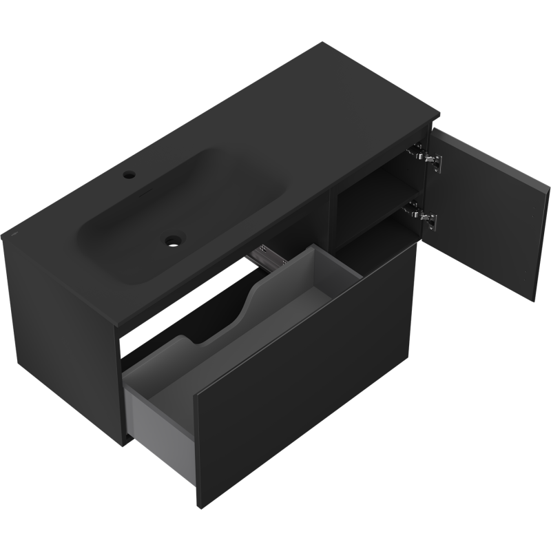 Servantskap med vask 120 cm svart matt Mexen Orio Vela venstre – 91A13-12047-3-BBFF71-W23L71