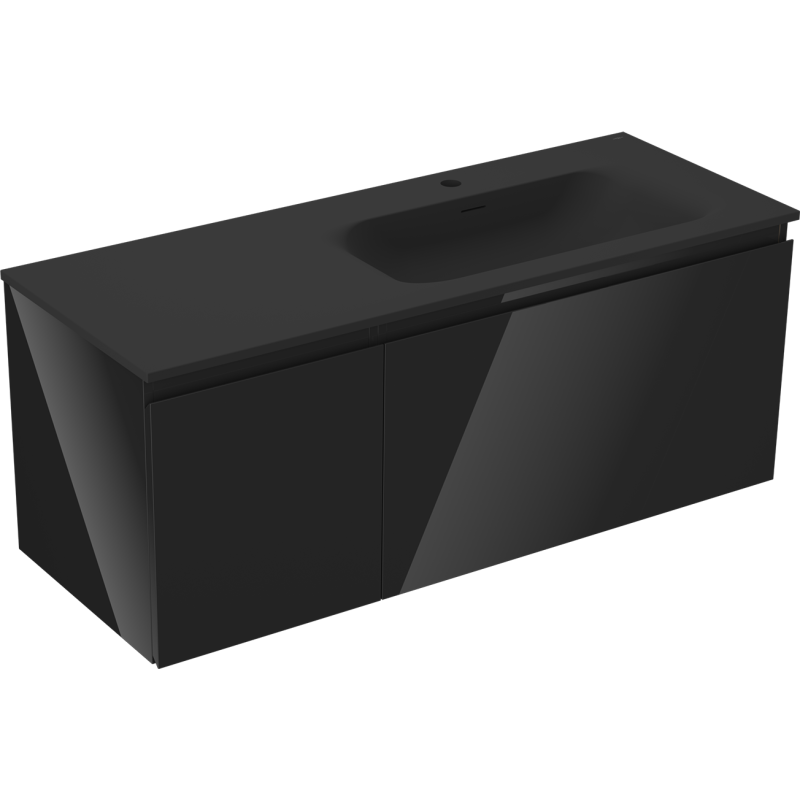 Servantskap med vask 120 cm svart høyglans/matt Mexen Orio – 91A13-12047-3-BBFF70-W23P71